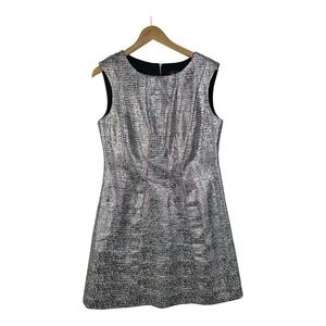 TAHARI ASL Women's Pink/Silver Blush Metallic Jacquard Fit & Flare Dress Size 10